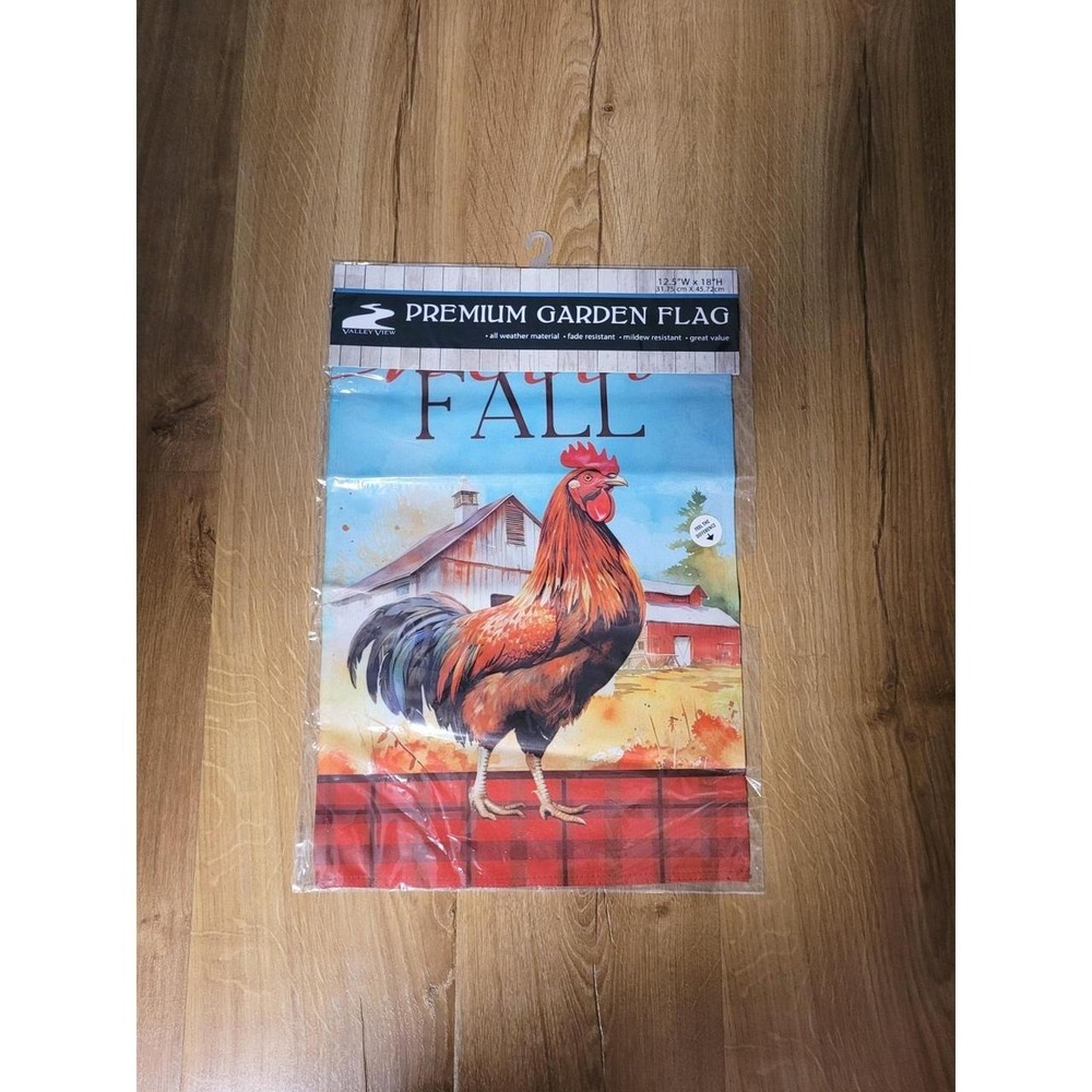 Valley View Outdoor Garden Flag 12.5 X 18 Welcome Fall Rooster Autumn Theme